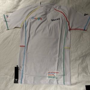 White VHTS rash guard with Google logo - NWT - size M